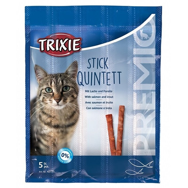 RIXIE GATTO SNACK PREMIO QUADRO STICKS SALMONE TROTA 5 X 5 GR